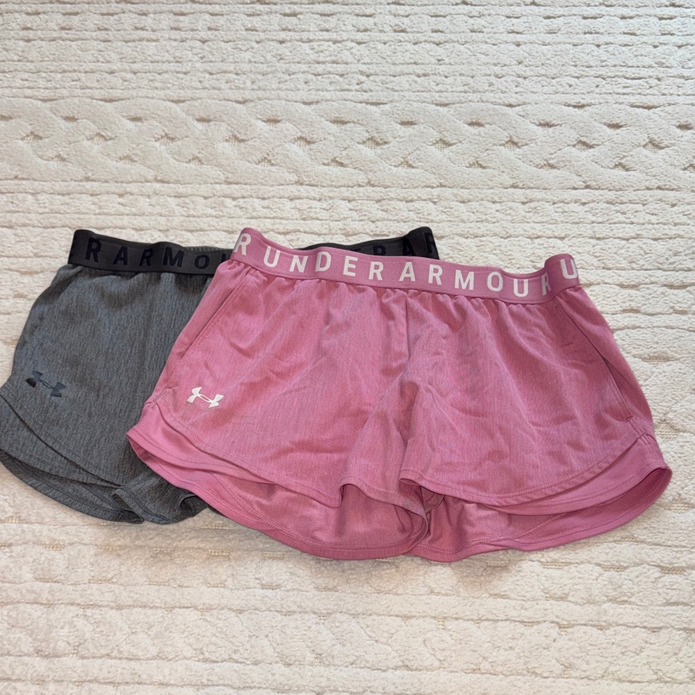 Under Armour Pink and Gray Workout Shorts